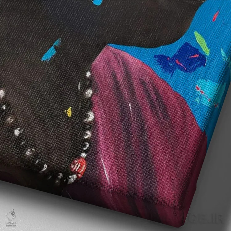 تابلو دکوراتیو آتکه اونیکوروبا اثر اییتایو الاگبه - نمای نزدیک بافت بوم