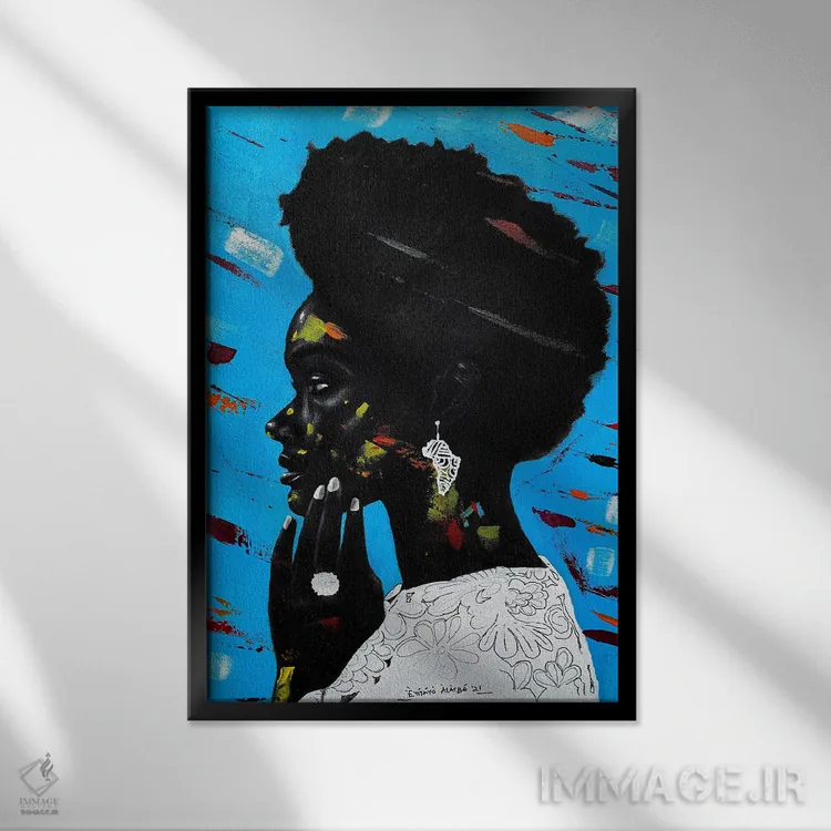 تابلو دکوراتیو احساسات انتزاعی اثر اییتایو الاگبه - نمای قابدار مشکی