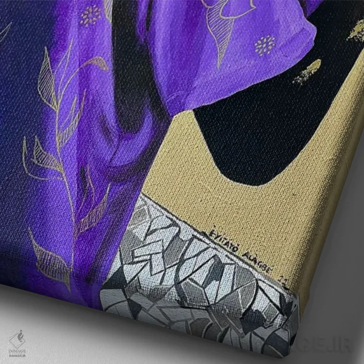 تابلو دکوراتیو پادشاه زاده شده اثر اییتایو الاگبه - نمای نزدیک بافت بوم