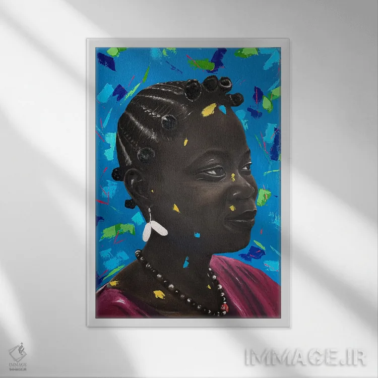 تابلو دکوراتیو آتکه اونیکوروبا اثر اییتایو الاگبه - نمای قابدار سفید