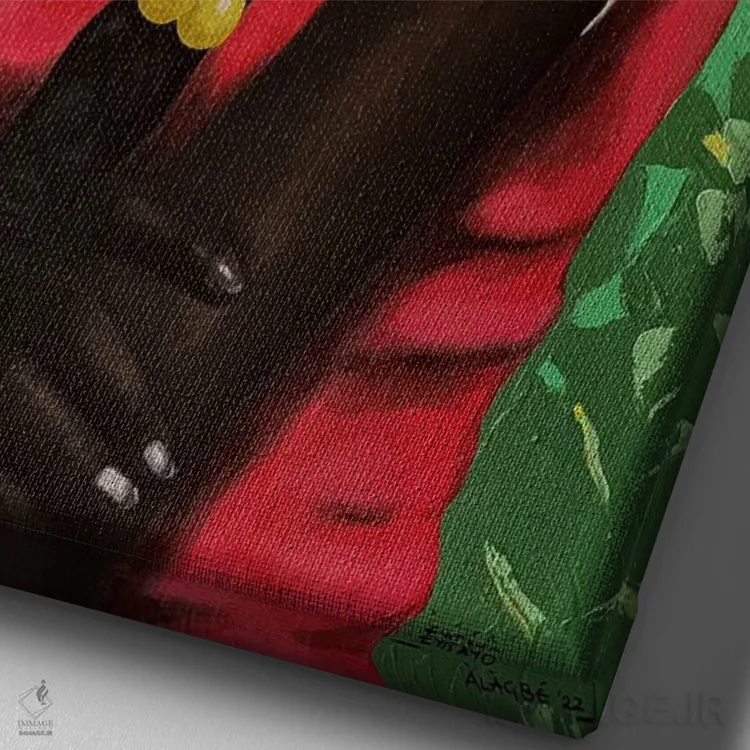 تابلو دکوراتیو غرق در افکار اثر اییتایو الاگبه - نمای نزدیک بافت بوم