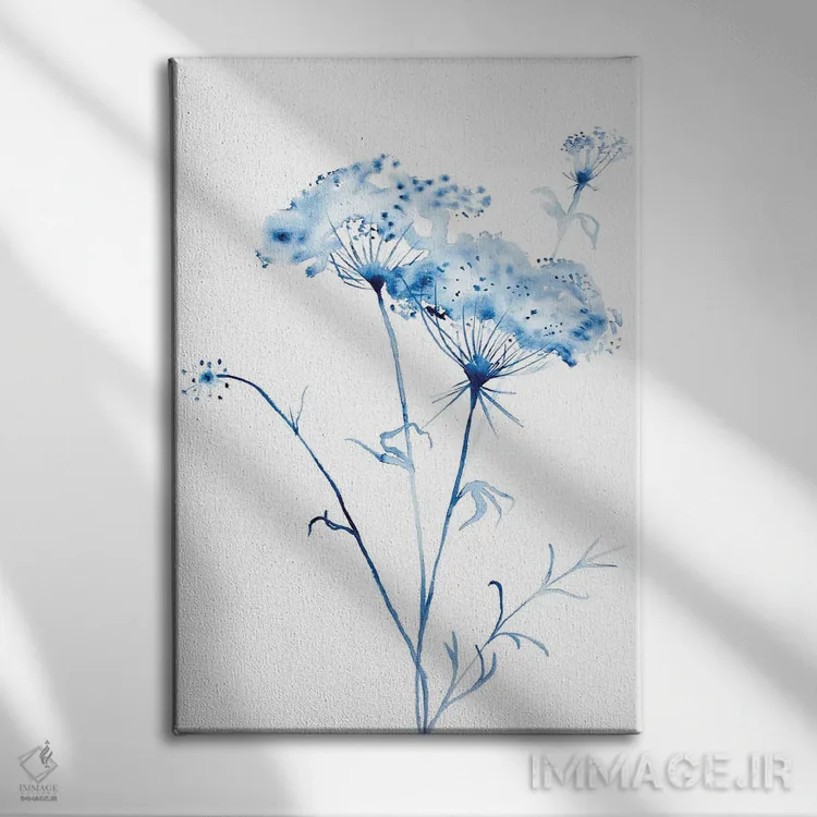 تابلو مینیمال گیاه توری ملکه آن شماره ۳ اثر الیزابت بکر - نمای روبهرو روی دیوار