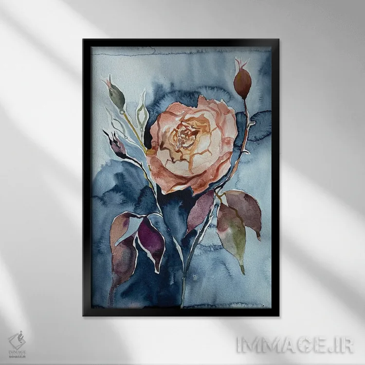 تابلو مدرن رز شماره ۶ اثر الیزابت بکر - نمای قابدار مشکی