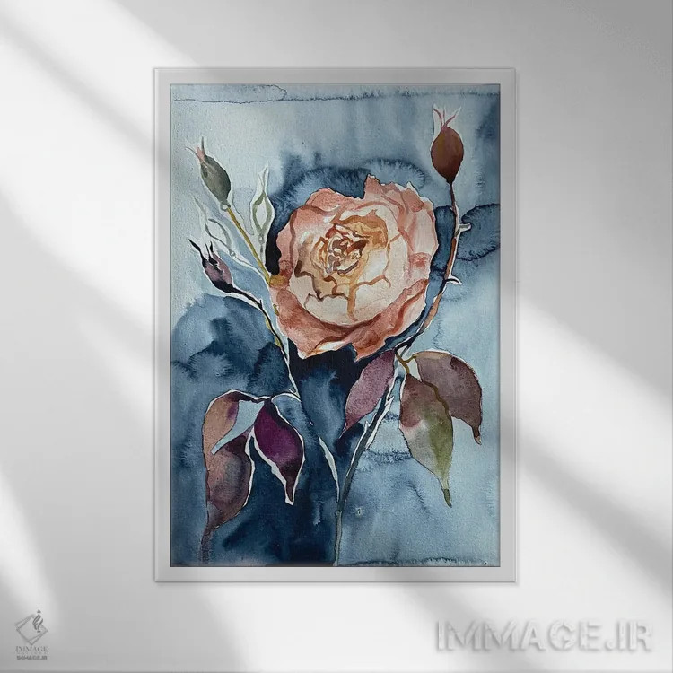 تابلو مدرن رز شماره ۶ اثر الیزابت بکر - نمای قابدار سفید
