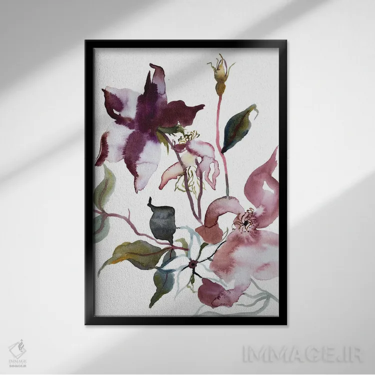 تابلو مینیمال مطالعه رز شماره ۵۱ اثر الیزابت بکر - نمای قابدار مشکی