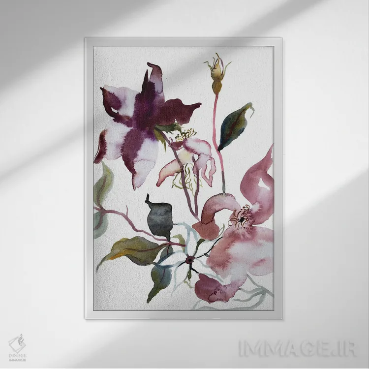 تابلو مینیمال مطالعه رز شماره ۵۱ اثر الیزابت بکر - نمای قابدار سفید