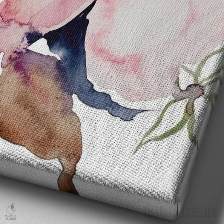 تابلو مینیمال مطالعه رز شماره ۵۴ اثر الیزابت بکر - نمای نزدیک بافت بوم