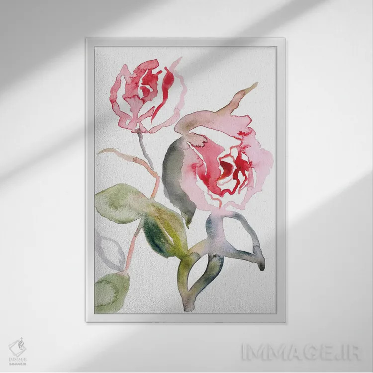 تابلو مینیمال مطالعه رز شماره ۵۶ اثر الیزابت بکر - نمای قابدار سفید