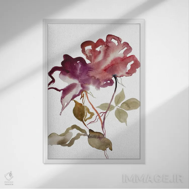 تابلو مینیمال مطالعه رز شماره ۵۲ اثر الیزابت بکر - نمای قابدار سفید