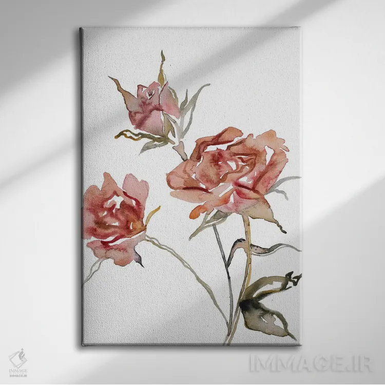 تابلو مینیمال مطالعه گل رز شماره ۵۷ اثر الیزابت بکر - نمای روبهرو روی دیوار