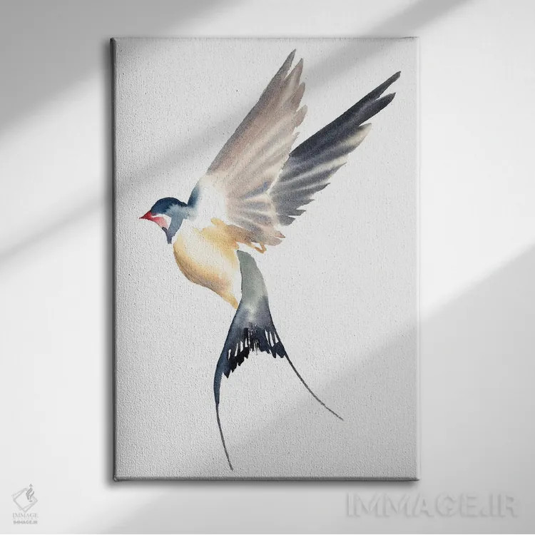 تابلو مینیمال پرستو شماره ۵۲ اثر الیزابت بکر - نمای روبهرو روی دیوار