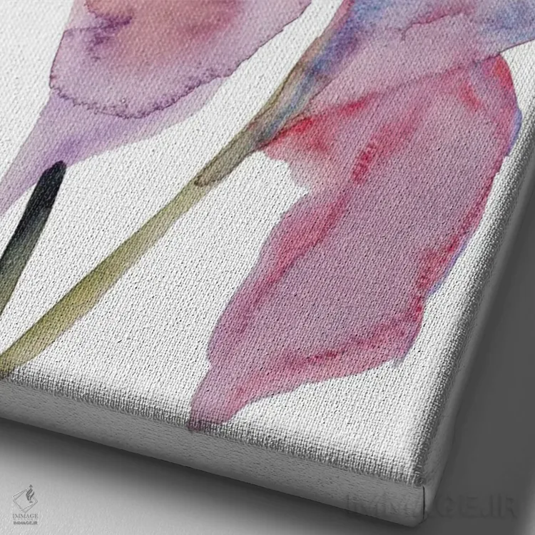 تابلو مینیمال دو گل زنبق شماره ۳ اثر الیزابت بکر - نمای نزدیک بافت بوم