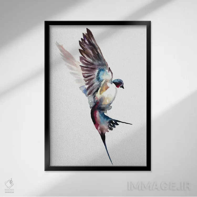 تابلو مینیمال پرستو شماره ۴۱ اثر الیزابت بکر - نمای قابدار مشکی