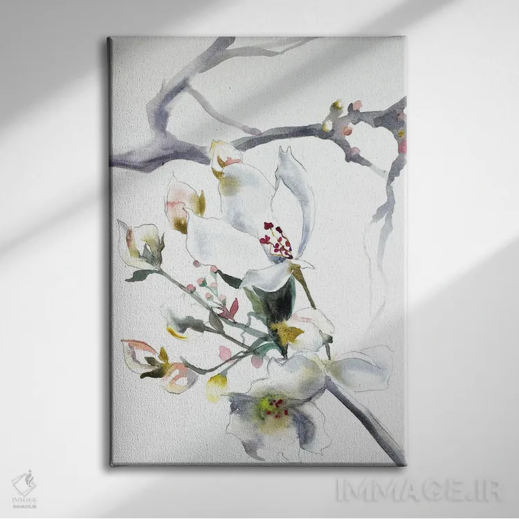 تابلو مدرن شکوفه گیلاس شماره ۹ اثر الیزابت بکر - نمای روبهرو روی دیوار