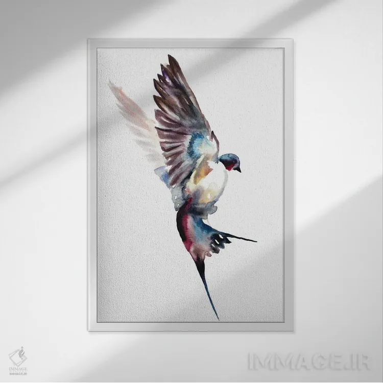 تابلو مینیمال پرستو شماره ۴۱ اثر الیزابت بکر - نمای قابدار سفید