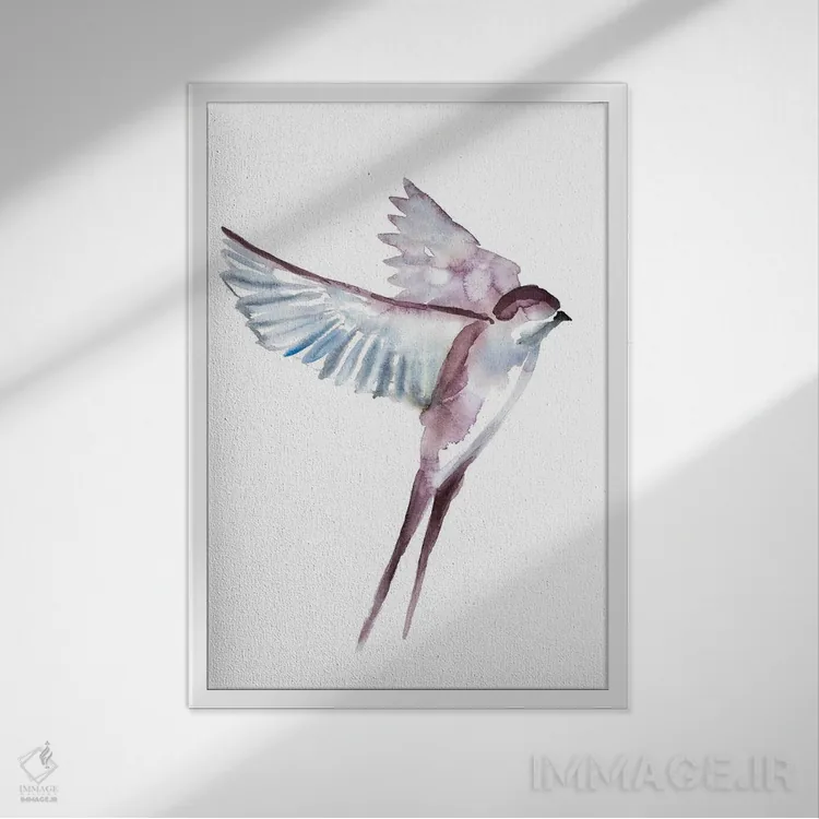 تابلو مینیمال پرستو شماره ۴۲ اثر الیزابت بکر - نمای قابدار سفید