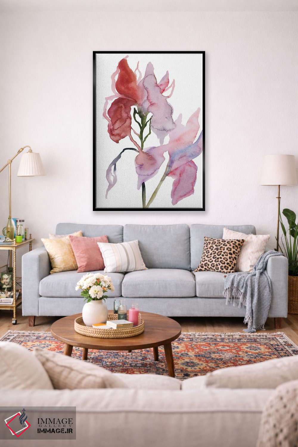 تابلو مینیمال دو گل زنبق شماره ۳ اثر الیزابت بکر - D1B