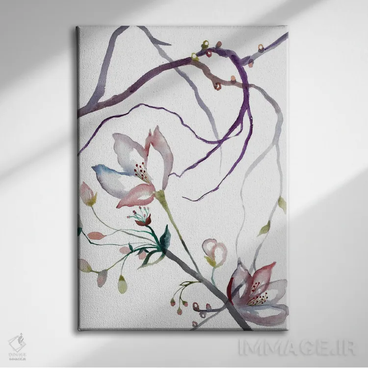 تابلو مینیمال شکوفه گیلاس شماره ۳۱ اثر الیزابت بکر - نمای روبهرو روی دیوار