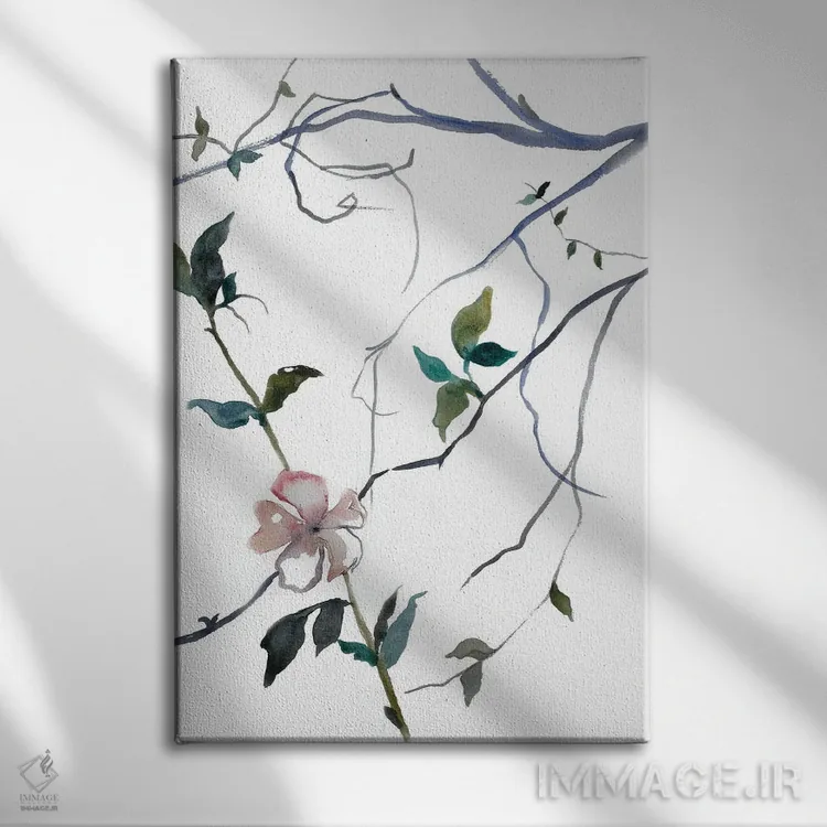 تابلو مینیمال شکوفه گیلاس شماره ۳۲ اثر الیزابت بکر - نمای روبهرو روی دیوار