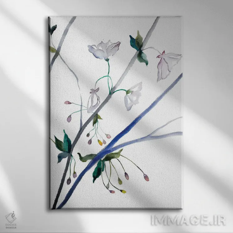 تابلو مینیمال شکوفه گیلاس شماره ۳۴ اثر الیزابت بکر - نمای روبهرو روی دیوار