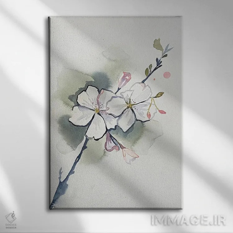 تابلو مینیمال شکوفه گیلاس شماره ۳۷ اثر الیزابت بکر - نمای روبهرو روی دیوار