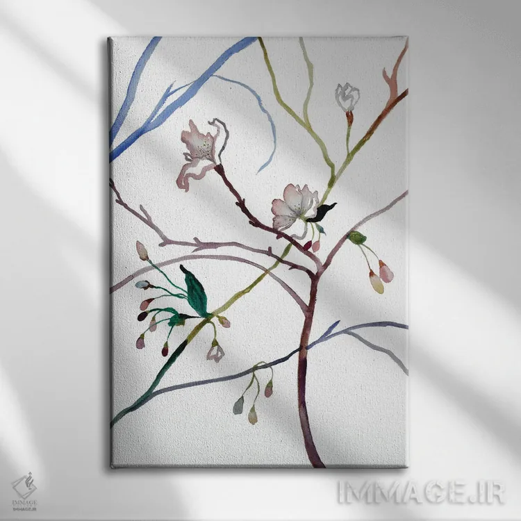 تابلو مینیمال شکوفه گیلاس شماره ۳۵ اثر الیزابت بکر - نمای روبهرو روی دیوار