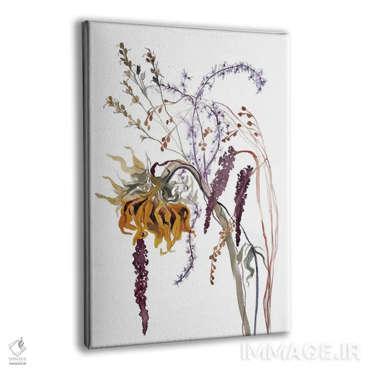 تابلو مینیمال دسته گل پاییزی شماره ۵ اثر الیزابت بکر - نمای پرسپکتیو محصول