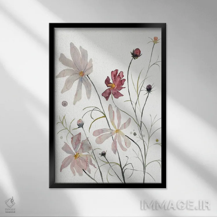 تابلو مینیمال کاسموس شماره ۲ اثر الیزابت بکر - نمای قابدار مشکی