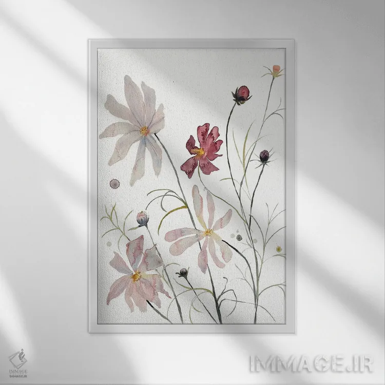 تابلو مینیمال کاسموس شماره ۲ اثر الیزابت بکر - نمای قابدار سفید