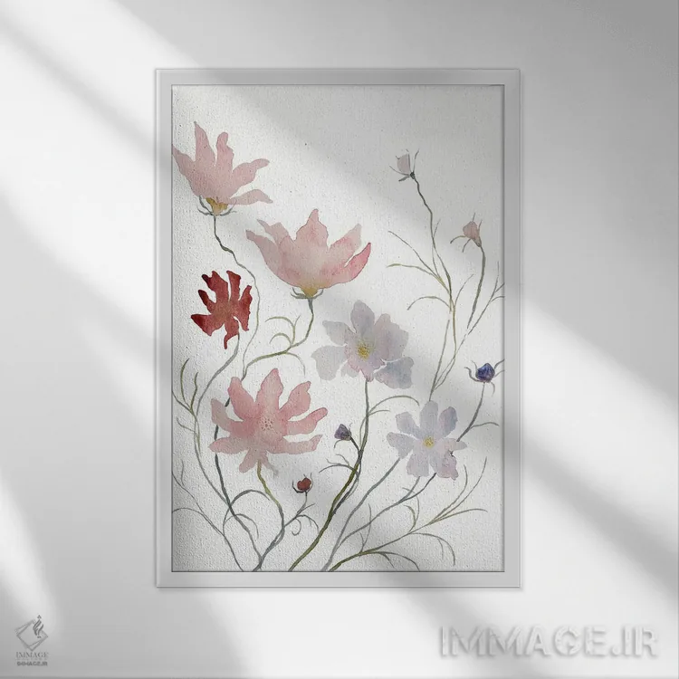 تابلو مینیمال کاسموس شماره ۳ اثر الیزابت بکر - نمای قابدار سفید