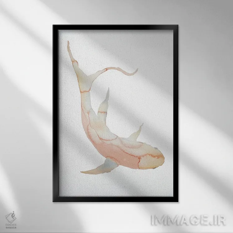 تابلو مینیمال ماهی شماره ۲ اثر الیزابت بکر - نمای قابدار مشکی