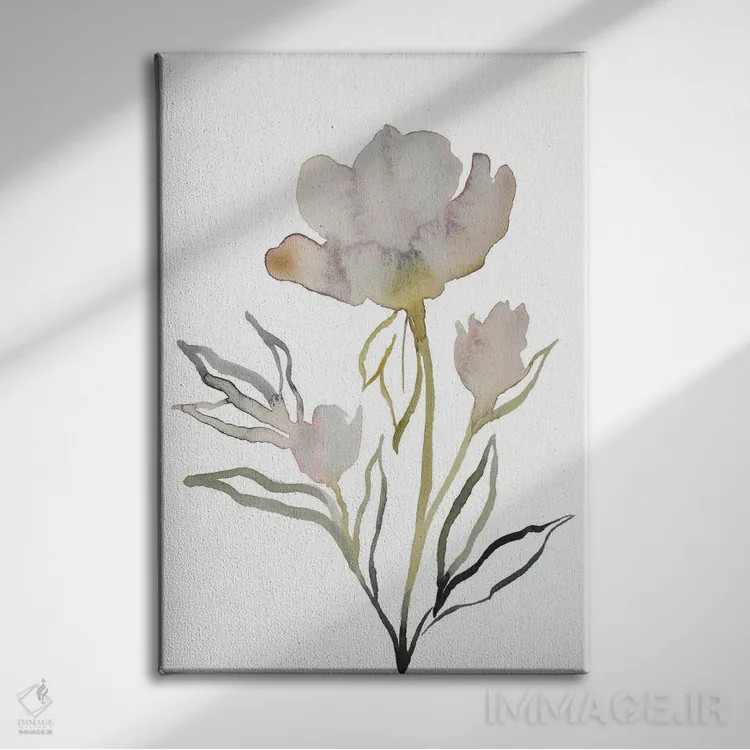 تابلو مینیمال گل دار شماره ۱۳ اثر الیزابت بکر - نمای روبهرو روی دیوار