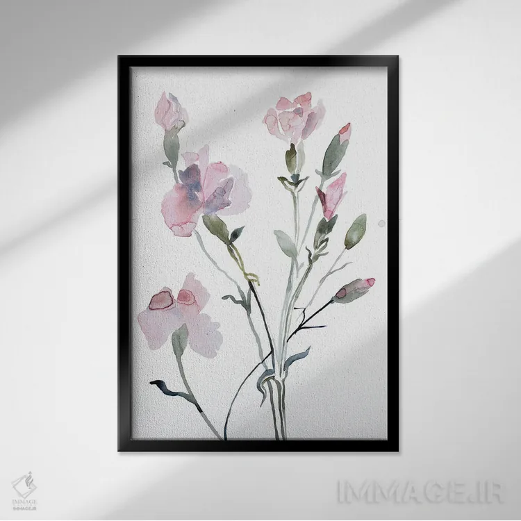 تابلو مینیمال گل دار شماره ۸ اثر الیزابت بکر - نمای قابدار مشکی