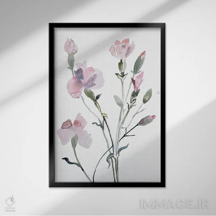 تابلو مینیمال گل دار شماره ۸ اثر الیزابت بکر - نمای قابدار مشکی