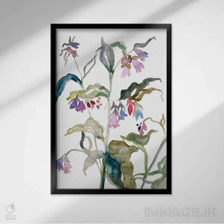 تابلو مینیمال گل دار شماره ۹ اثر الیزابت بکر - نمای قابدار مشکی