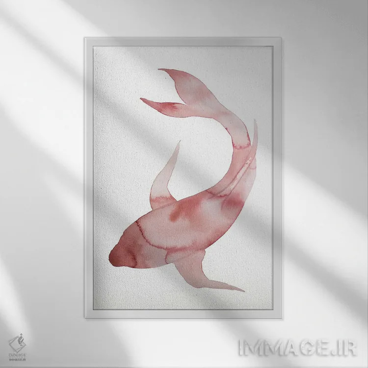 تابلو مینیمال ماهی شماره ۳ اثر الیزابت بکر - نمای قابدار سفید