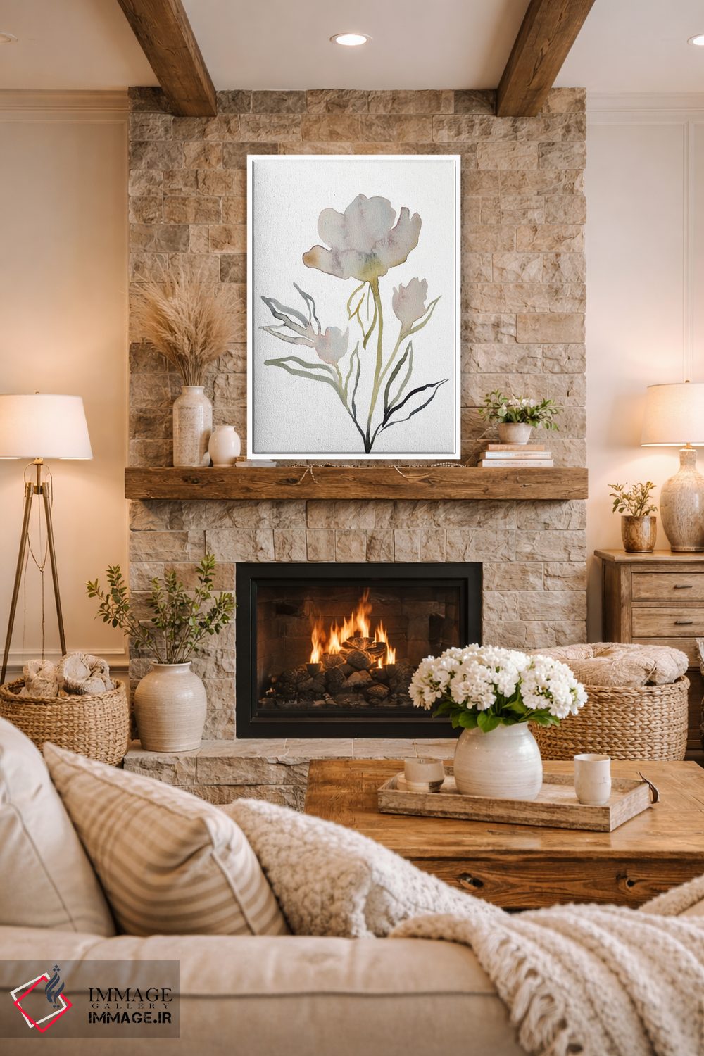 تابلو مینیمال گل دار شماره ۱۳ اثر الیزابت بکر - D1W