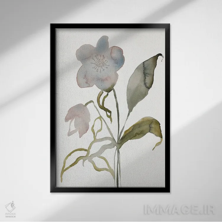 تابلو مینیمال گل دار شماره ۱۵ اثر الیزابت بکر - نمای قابدار مشکی