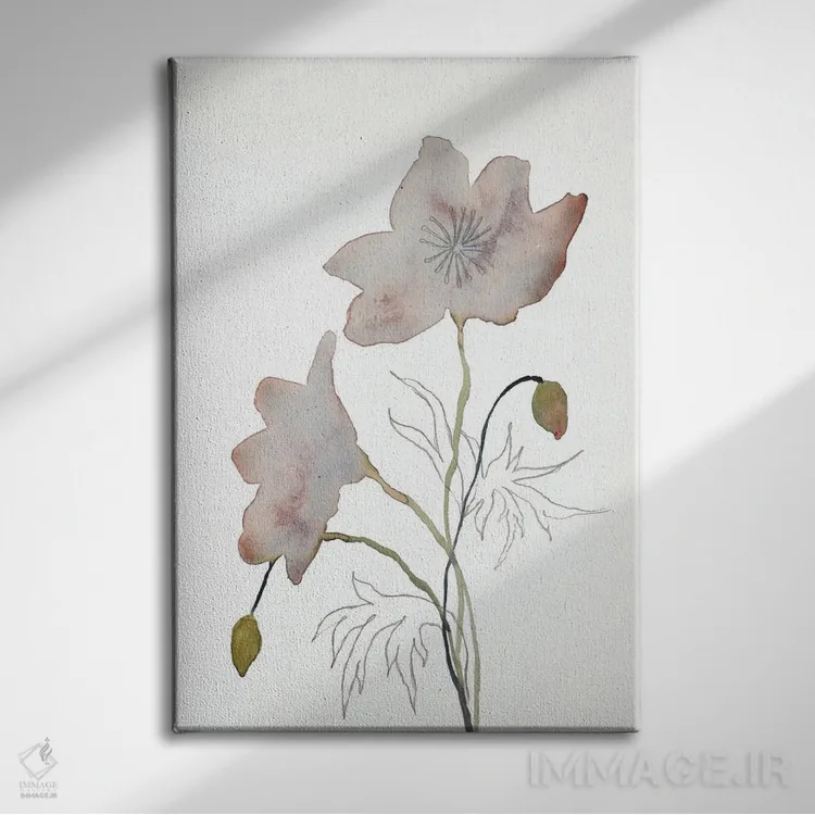 تابلو مینیمال گل دار شماره ۱۴ اثر الیزابت بکر - نمای روبهرو روی دیوار