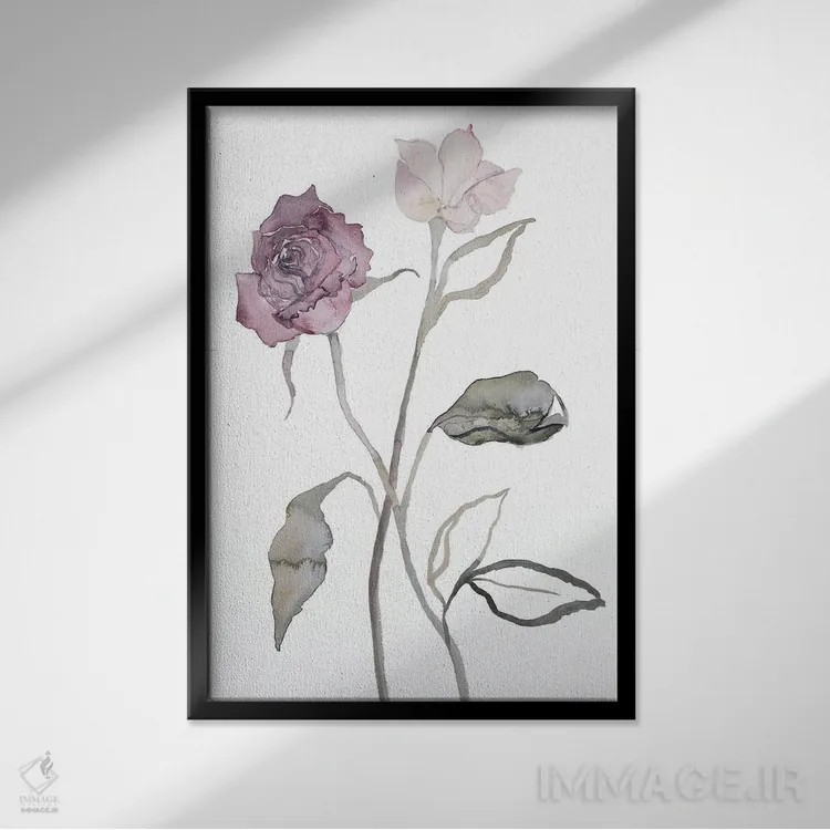 تابلو مینیمال گل دار شماره ۱۷ اثر الیزابت بکر - نمای قابدار مشکی