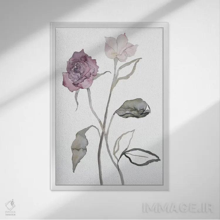 تابلو مینیمال گل دار شماره ۱۷ اثر الیزابت بکر - نمای قابدار سفید