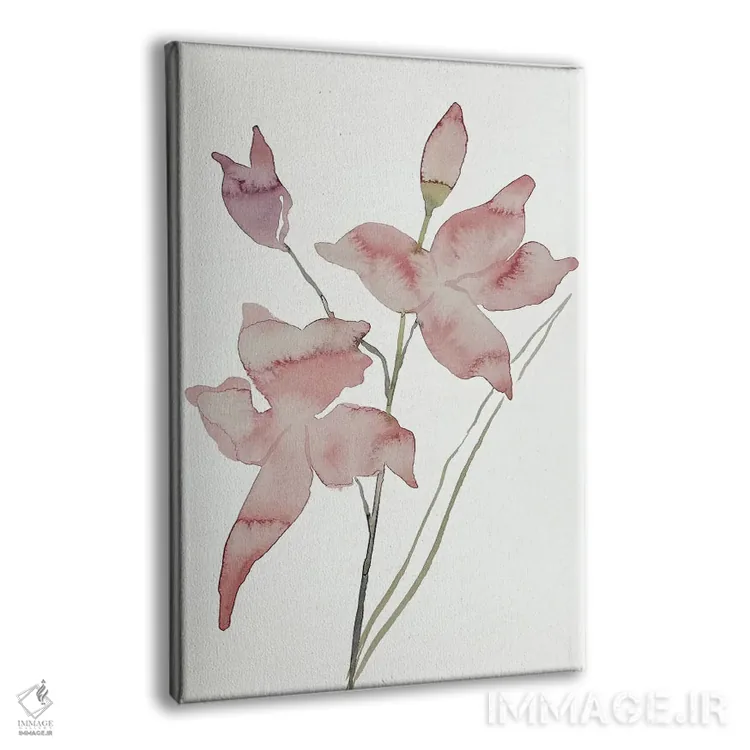 تابلو مینیمال ارکیده چمنی صورتی شماره ۱ اثر الیزابت بکر - نمای پرسپکتیو محصول