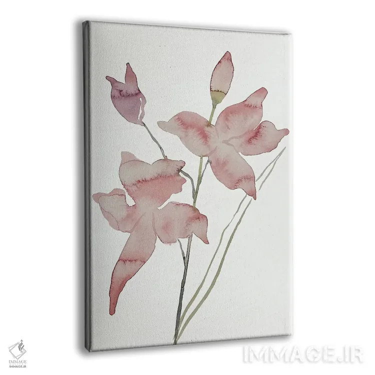 تابلو مینیمال ارکیده چمنی صورتی شماره ۱ اثر الیزابت بکر - نمای پرسپکتیو محصول