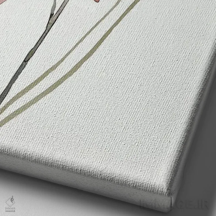 تابلو مینیمال ارکیده چمنی صورتی شماره ۱ اثر الیزابت بکر - نمای نزدیک بافت بوم