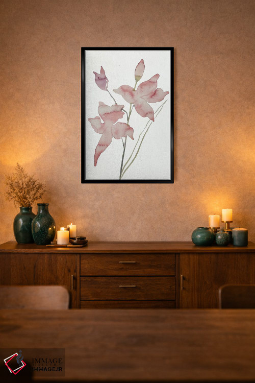 تابلو مینیمال ارکیده چمنی صورتی شماره ۱ اثر الیزابت بکر - D1B