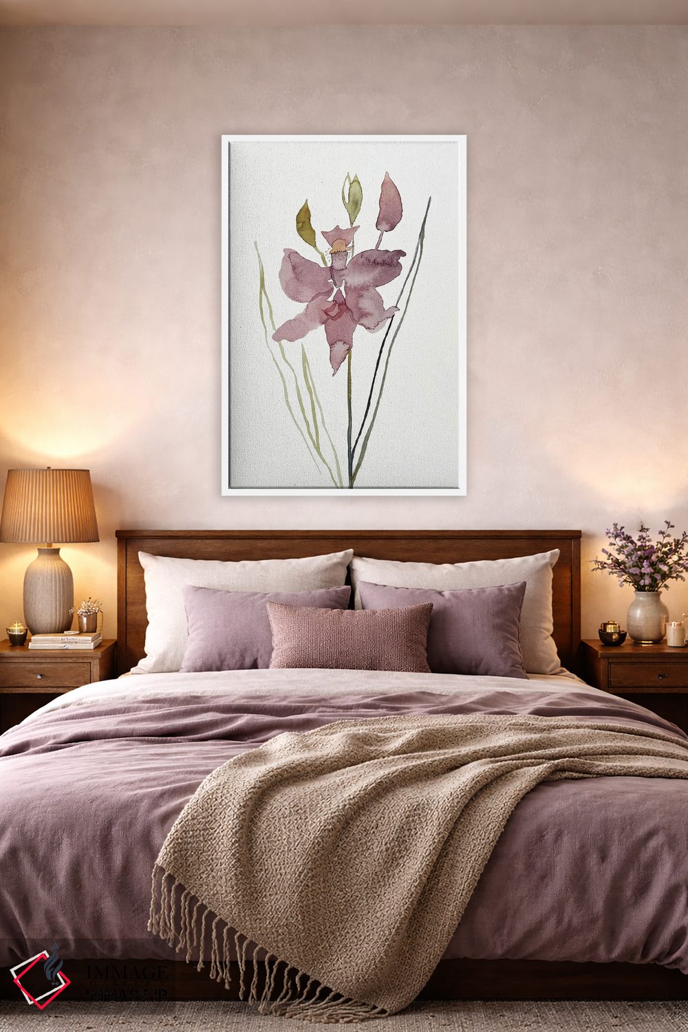 تابلو مینیمال ارکیده چمنی صورتی شماره ۳ اثر الیزابت بکر - D1W