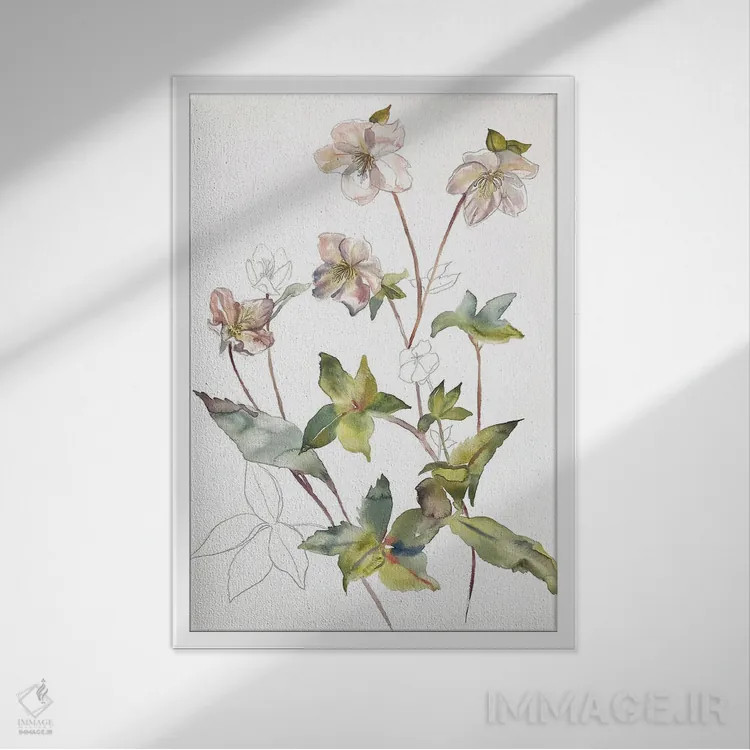 تابلو مینیمال دارواش شماره ۳۴ اثر الیزابت بکر - نمای قابدار سفید