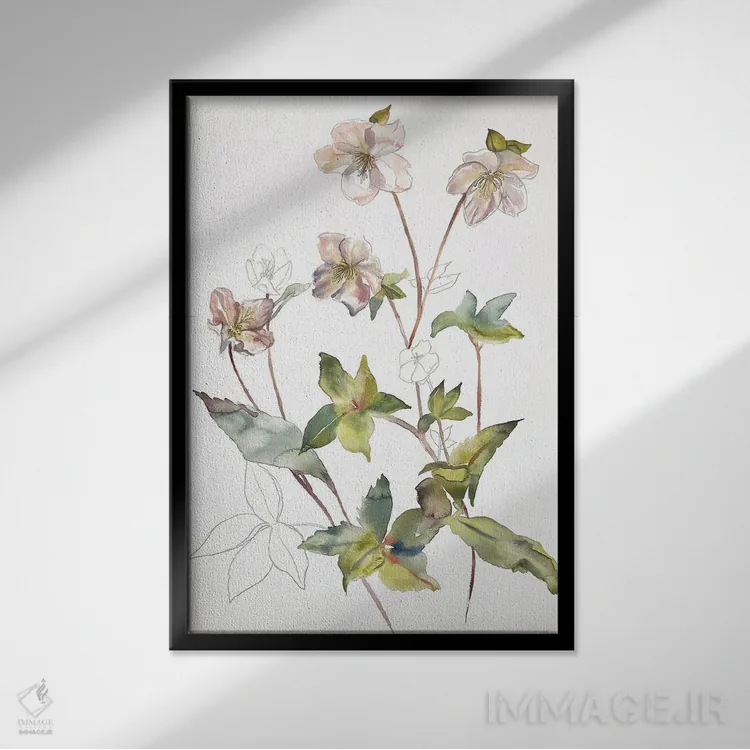 تابلو مینیمال دارواش شماره ۳۴ اثر الیزابت بکر - نمای قابدار مشکی