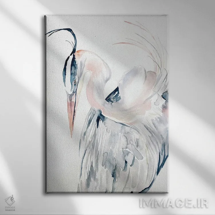 تابلو مینیمال مرغ ماهی خوار شماره ۱۳ اثر الیزابت بکر - نمای روبهرو روی دیوار