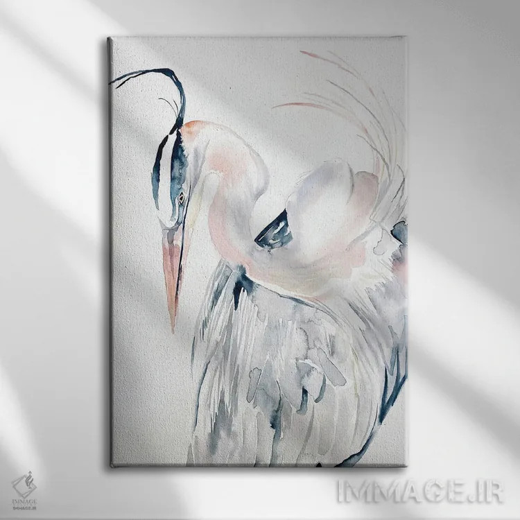 تابلو مینیمال مرغ ماهی خوار شماره ۱۳ اثر الیزابت بکر - نمای روبهرو روی دیوار